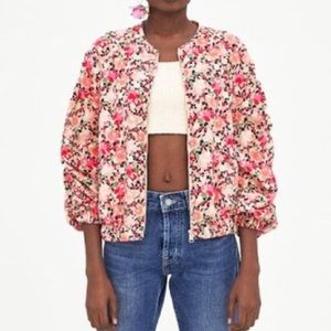 Pink Printed Zara Bomber Jacket